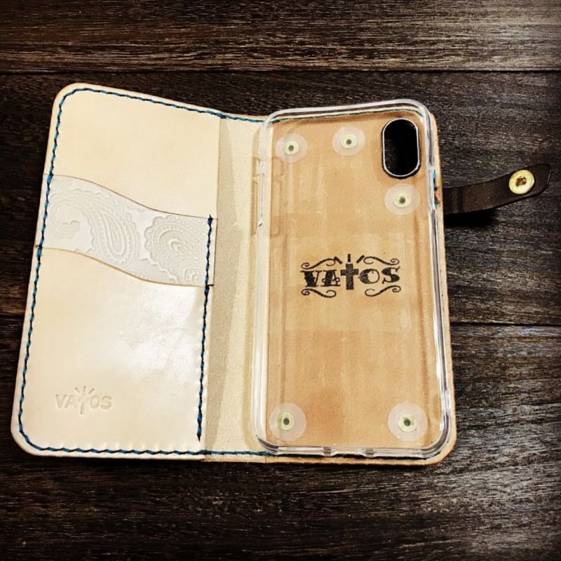 画像3: VATOS　i-phoneXr専用カスタムメイドメキシカンスカルブック型ケース ペイズリー　スタッズ有り